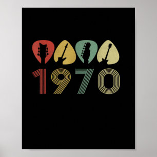 Póster Guitarist Guitar Pick 1970 Guitarist Birthday