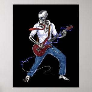 Póster Guitarista de la música Metalizado de Skeleton