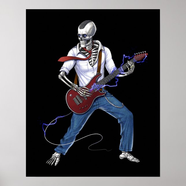 Póster Guitarista de la música Metalizado de Skeleton (Frente)