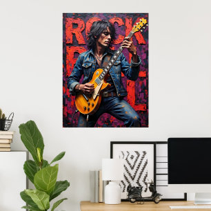 Póster Guitarista de rock y rock
