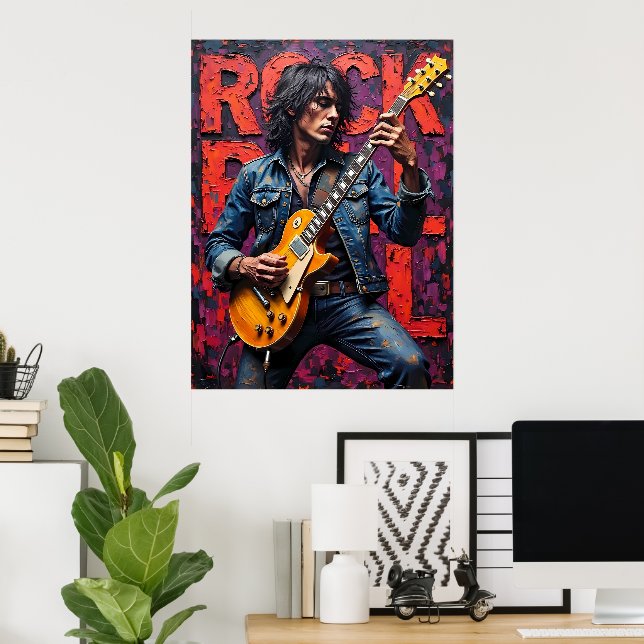Póster Guitarista de rock y rock (Oficina en casa)