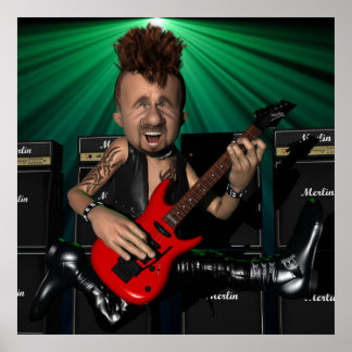 Póster Guitarista en Poster de vuelo