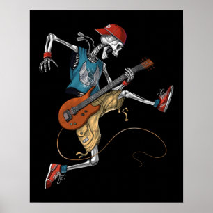 Póster Guitarista Metalizado de Skeleton