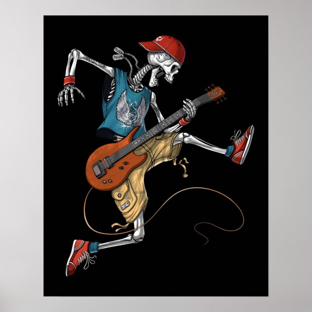 Póster Guitarista Metalizado de Skeleton (Frente)