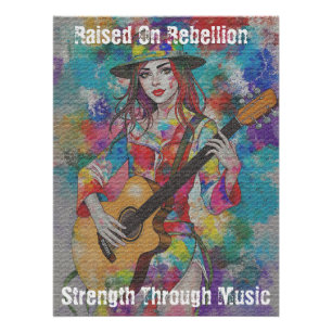 Póster Guitarista personalizado Resumen arte Inspirador