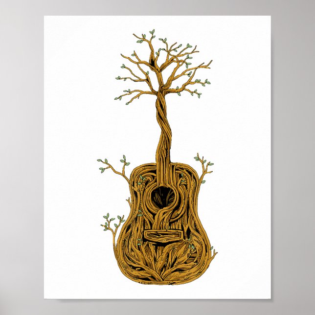 Póster Guitarra acústica árbol de camisas de la vida guit (Frente)