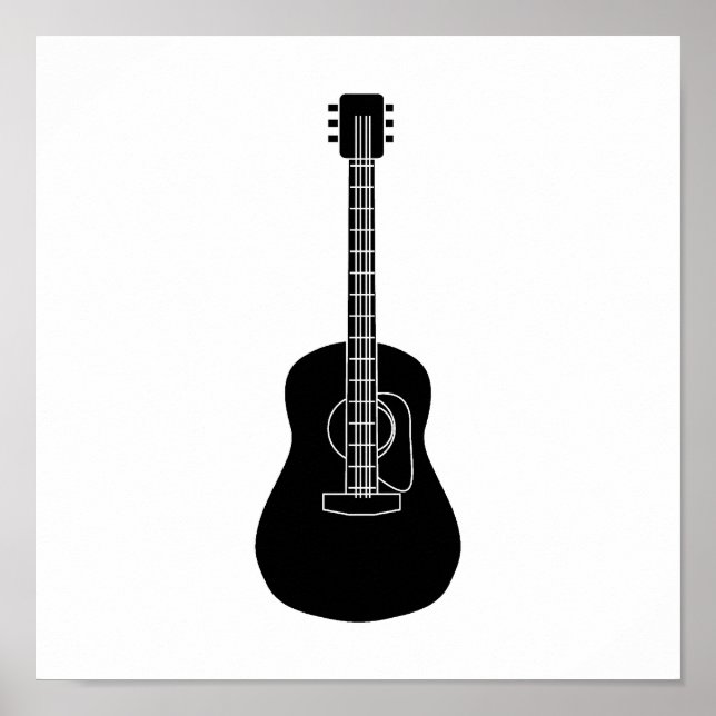 Póster Guitarra acústica negra (Frente)