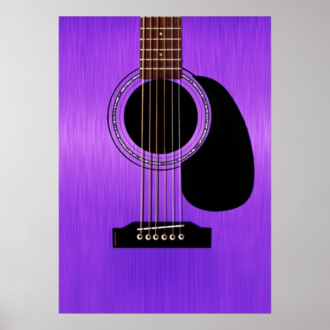 Póster Guitarra Acústica Púrpura (Frente)