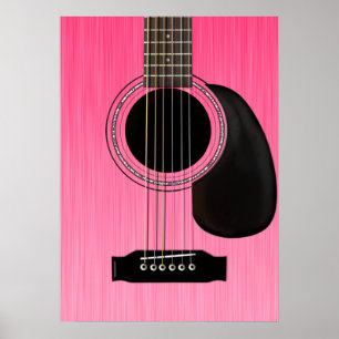 Póster Guitarra acústica rosada