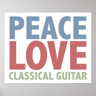 Póster Guitarra clásica de amor por la paz