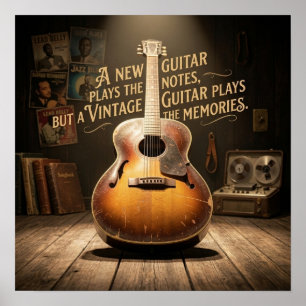 Póster Guitarra Clásica de Cuerpo Hueco Sunburst