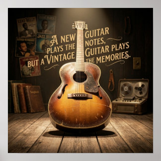 Póster Guitarra Clásica de Cuerpo Hueco Sunburst
