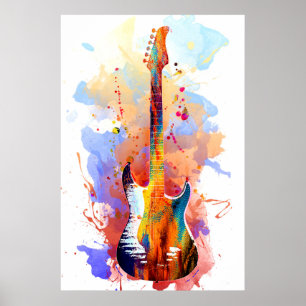 Póster Guitarra colorida