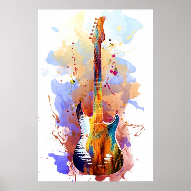 Póster Guitarra colorida (Frente)