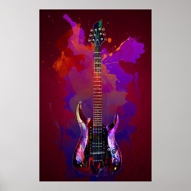 Póster Guitarra colorida (Frente)