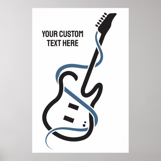 Póster Guitarra con estilo de texto personalizado (Frente)