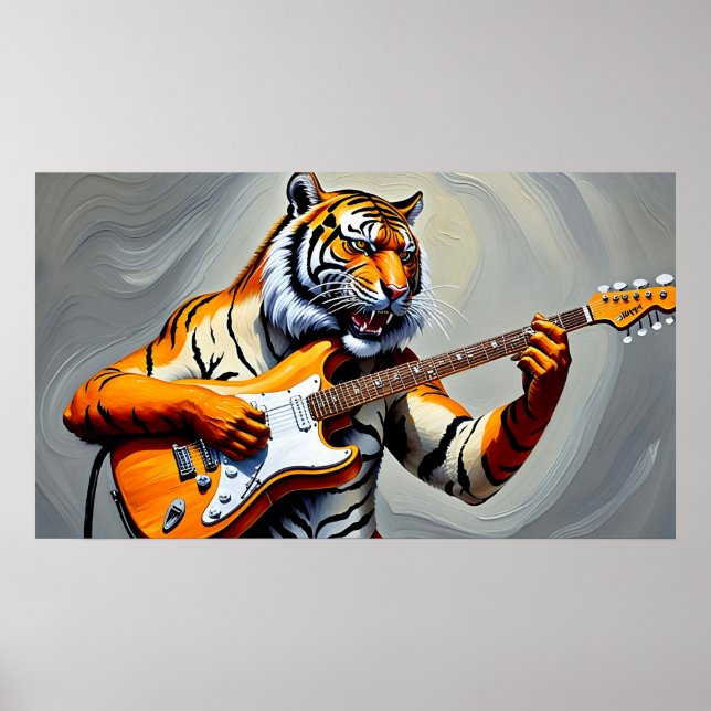 Póster Guitarra con tigre (Frente)