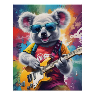 Póster Guitarra de Koala, grafitis de rock