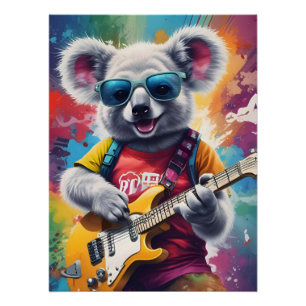 Póster Guitarra de Koala, grafitis de rock