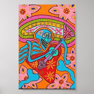 Póster Guitarra de rock de sangre eléctrica