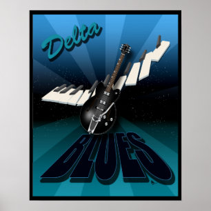 Póster Guitarra del Delta Blues y Starburst del teclado