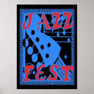 Póster Guitarra del Festival de Jazz también en azul