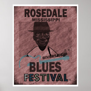 Póster Guitarra del festival de los azules de Rosedale