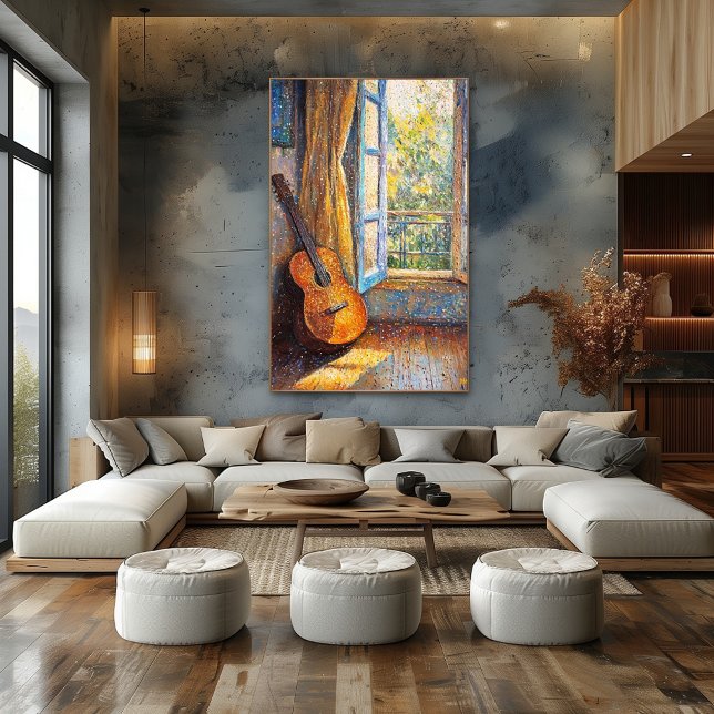 Póster Guitarra del Pointillismo por ventana iluminada po (Subido por el creador)