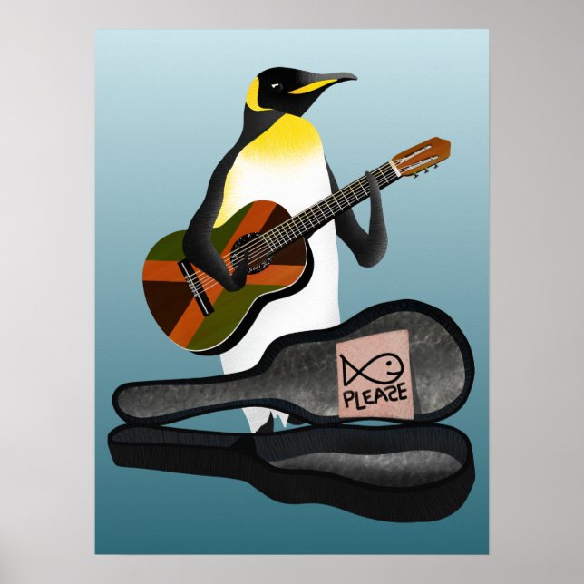 Póster Guitarra del Reggae del Pingüino (Frente)