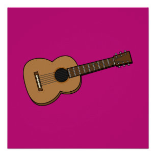 Póster Guitarra Dibujo Animado