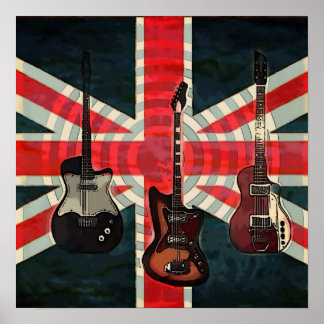 Póster Guitarra Eléctrica de Rock Rock Bandera de la Unió