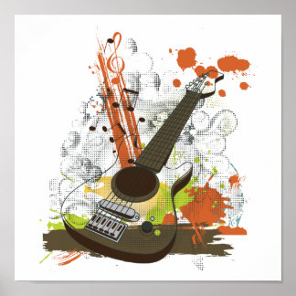 Póster guitarra eléctrica gruesa