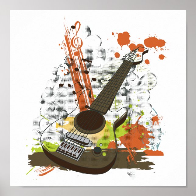 Póster guitarra eléctrica gruesa (Frente)