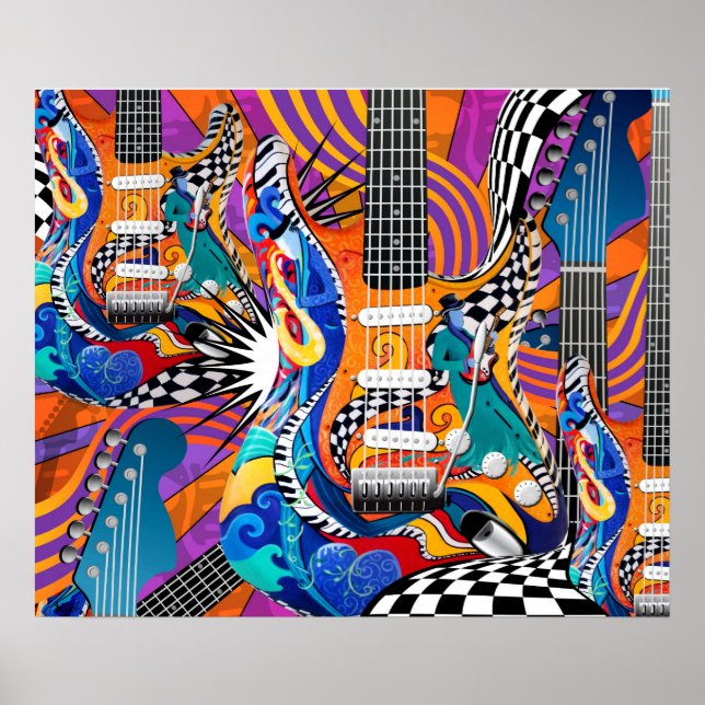 Póster Guitarra Eléctrica Música pop Art 60 Brokers Wild (Frente)