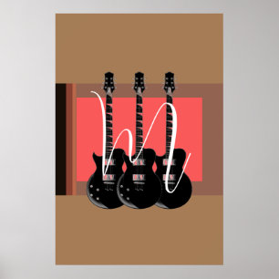 Póster Guitarra Eléctrica Pop Art Monograma Inicial