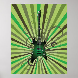 Póster Guitarra eléctrica verde