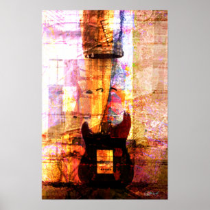 Póster Guitarra en el centro
