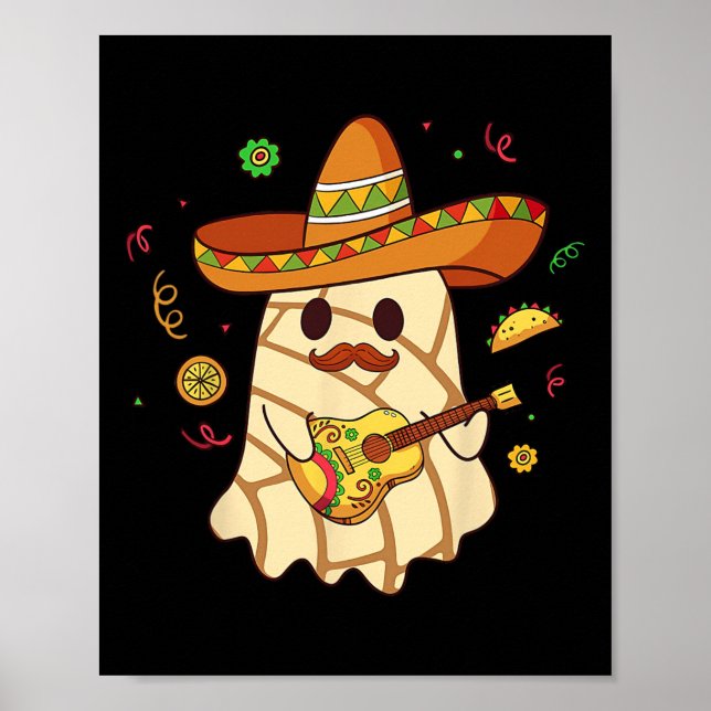 Póster Guitarra Fantasma Mexicana Conchas Pan Dulce (Frente)