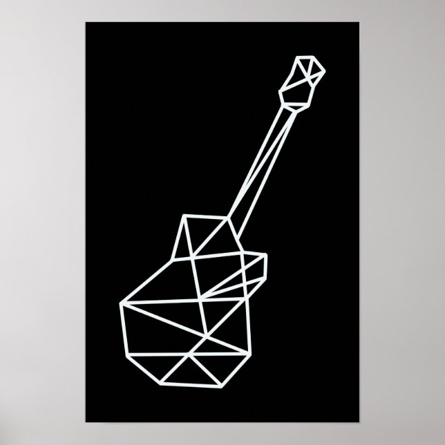 Póster guitarra geométrica de música moderna en negro (Frente)