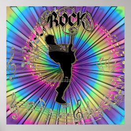 Póster Guitarra groovy en un Poster musical teatral