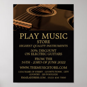 Póster Guitarra negra, Musical Instruments Store