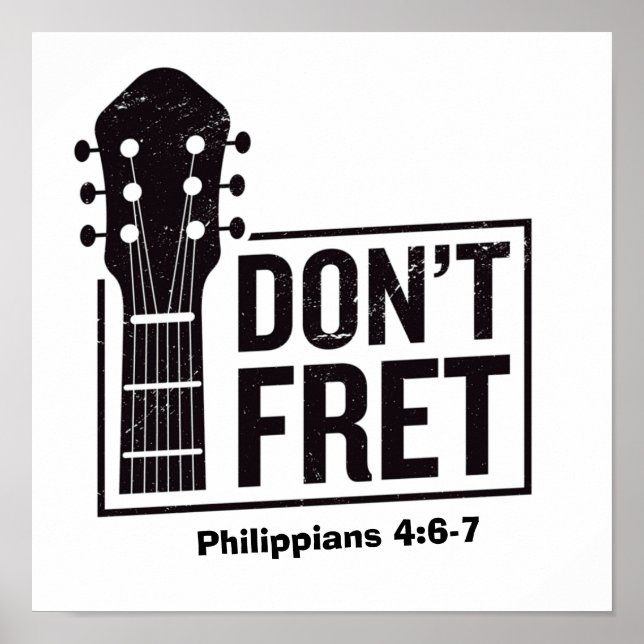 Póster Guitarra no te preocupes (Philippians 4:6-7) (Frente)