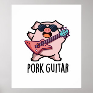 Póster Guitarra Porcina Funny Rock Guitar Pig Pun