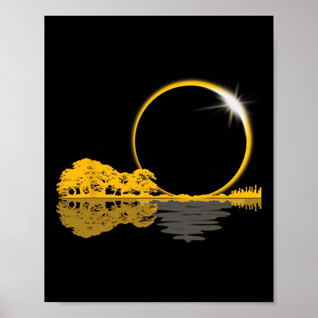 Póster Guitarra solar Eclipse Naturaleza Moon Retro Estil (Frente)