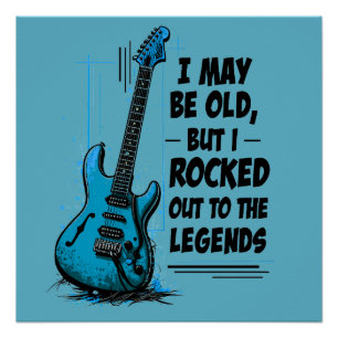 Póster Guitarra Vintage Leyenda del Rock Retro Música Nos