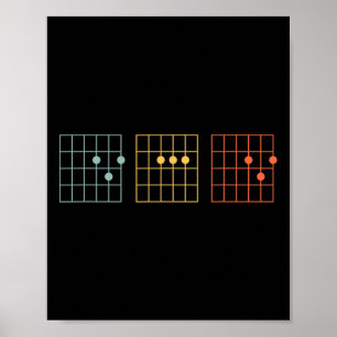 Póster Guitarra Vintage Mejor Papá del Mundo Acorde de Pa