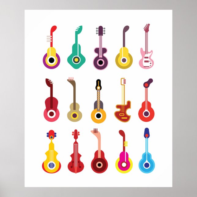 Póster Guitarras coloridas (Frente)