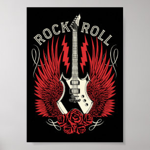 Póster Guitarras de Rock & Roll Rosas