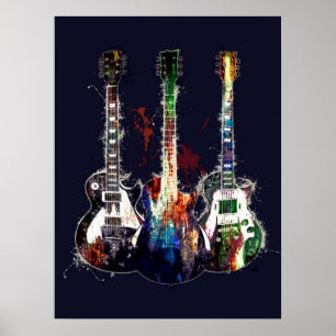 Póster Guitarras de tres colores