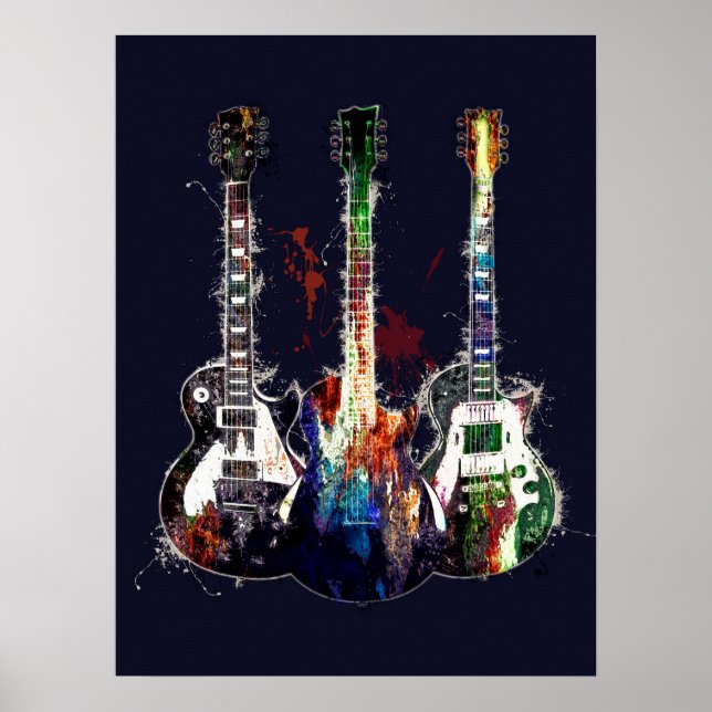 Póster Guitarras de tres colores (Frente)